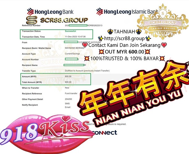  🎰💰Score BIG with 918Kiss Jackpot! Transform MYR 50 into MYR 600 playing Niannianyouyu Casino Game! 💵🤑 