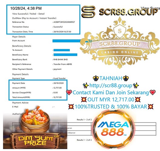 Mega888, Dimsum Prize, Jackpot, Win MYR 500, MYR 12,717, Online Gaming