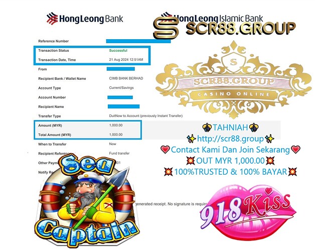 918kiss Sea Captain game, thrilling wins, deposit MYR 300, cash out MYR 1,000