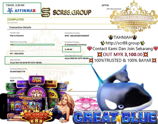 Pussy888, GreatBlue, online casino, jackpot, MYR 300 to MYR 3,100