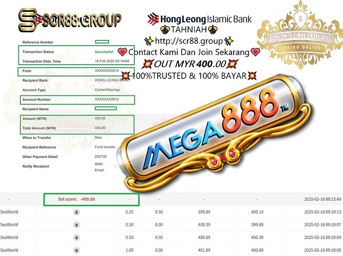 Mega888, Sea World Adventures, MYR 50 to MYR 400