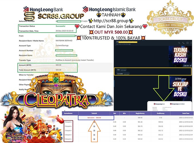  Huge Win Alert 🎰💰! Transform MYR 100 into MYR 500 at 918Kiss Casino playing Cleopatra! Read the success story here 🎉✨ 