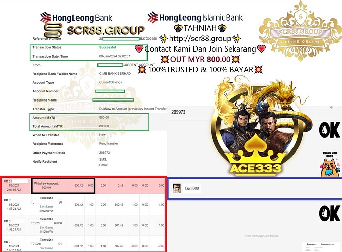  🎰💰 Triple your luck! Learn to turn MYR 100 into MYR 800 on Ace333's Jinqianwa - it's a massive win alert! 🎉 🚀 