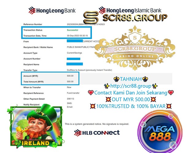  🍀 Get lucky with Mega888 Casino Game! Turn MYR 50.00 into MYR 500.00 and feel the Irish vibes! 🤑 