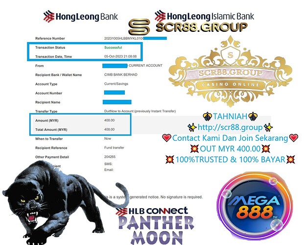 Join the roaring success of Mega888! 🎉 From Panther Moon 🌙 to a whopping MYR 400.00 win 💰 Get ready to unleash your luck with Mega888 today! 😍🎰