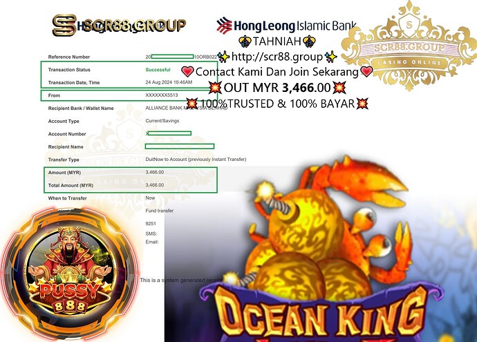 Pussy888, Ocean King, online gaming, big win, MYR 150, MYR 3,466