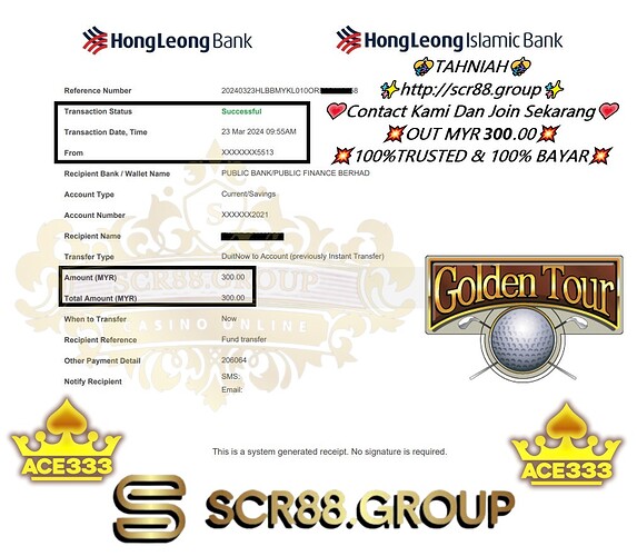  Join the Golden Tour at Ace333 Game & bet myr50.00 to win up to myr300.00 in the casino! 🏌️💰💎 Spin to win today! 