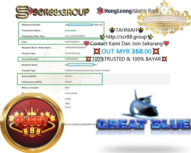 Pussy888, Great Blue, casino tips, online slots, MYR 350 winnings