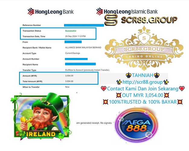 Mega888, Online Casino, Ireland, MYR 100 to MYR 3000