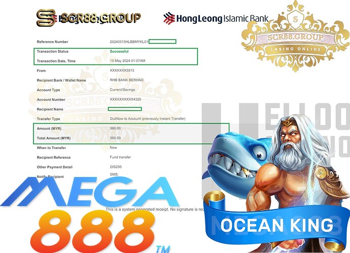 Mega888, OceanKing, Online Gaming, Earn Money Online, Casino Games