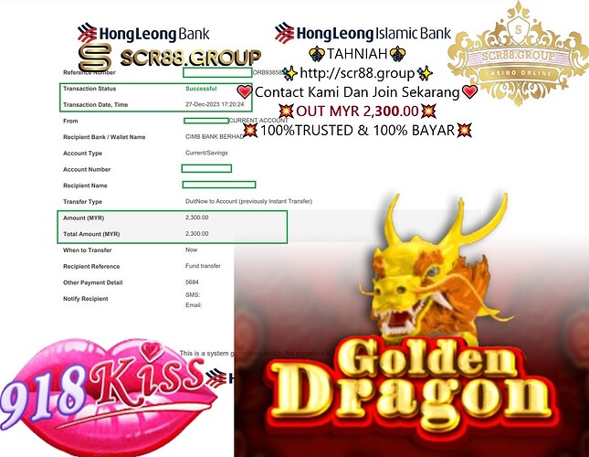  🔥🎰 Turn MYR 200 to MYR 2300! Discover how to win BIG with 918Kiss and strike gold on Dragon Gold! 💰✨ 