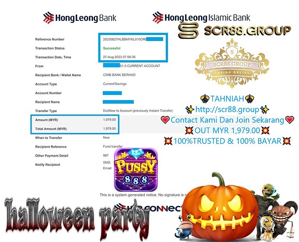 🎃 Join the 🐱Pussy888 and Pussy88 Halloween Party now! Win big 💰 with MYR 1,979.00 from just MYR 300.00! Hurry, limited time only! 👻🎉