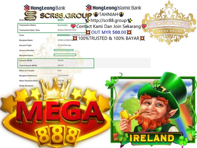 💰🍀 Test your luck in Ireland with just MYR 50! Win MYR 500 on Mega888 Casino Game & strike gold NOW! 🎰⭐ 