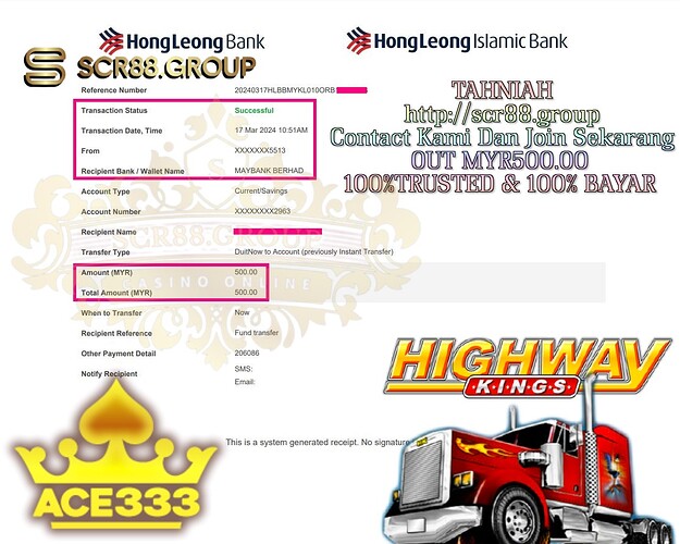 🚗 Rev up your winnings with Ace333's Highway King Edition! Win big prizes up to MYR500.00 from just MYR40.00! Are you ready to hit the jackpot? 🎰💰